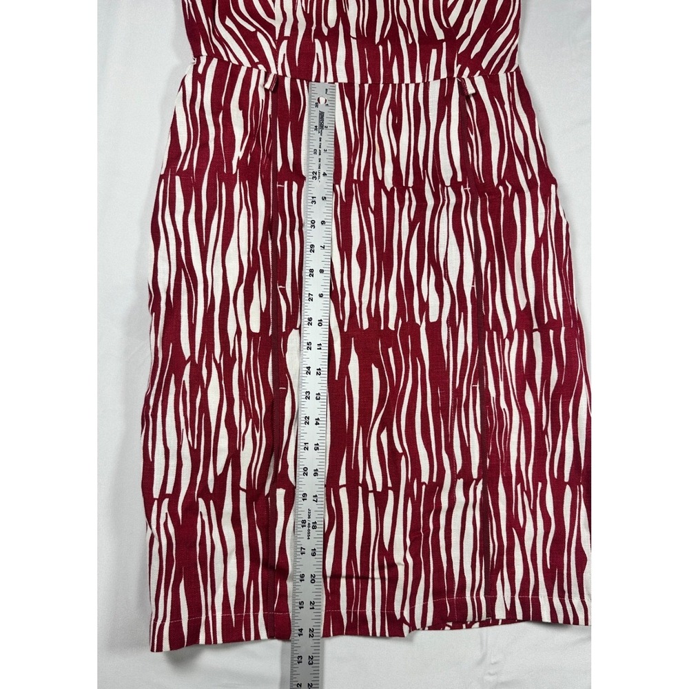 Max Mara Linen Red White Zebra Print Linen Sheath Dress Made in Italy Size 6 - Picture 4 of 8